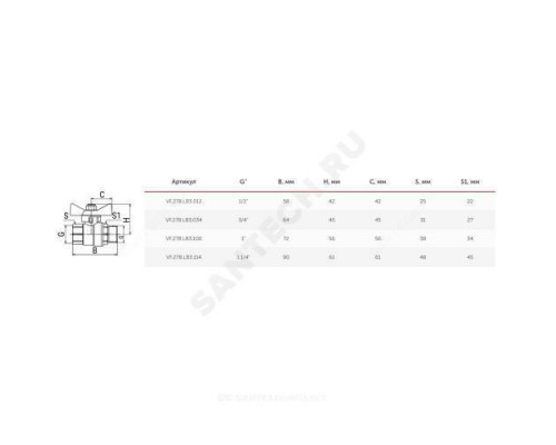 Кран шаровой латунь газ 11Б27фтМ Ду 20 Ру40 ВР/НР полнопроходной бабочка VALFEX VF.278.LB3.034