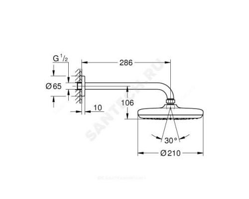 Душ верхний 286мм Tempesta Grohe 26412000