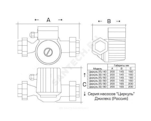 Насос циркуляционный с мокрым ротором Циркуль 25/80 PN10 1х220-240В/50 Гц Джилекс 2580