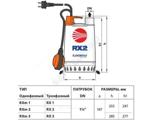 Насос дренажный RXm 2 Pedrollo 48TXP12A1