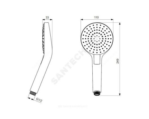 Лейка для душа 3 режима струи IDEALRAIN EVO ROUND L3 Ideal Standard B2231AA .