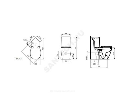 Бачок для унитаза угловой нижний подвод 2/реж CONNECT SPACE Ideal Standard E120201