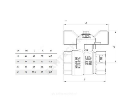 Кран шаровой латунь никель газ Pride Ду 15 Ру40 ВР полнопроходной бабочка аналог 11б27п LD 47.15.В-В.Б