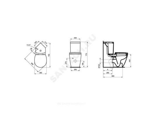 Унитаз без бачка горизонт/выпуск без сиденья CONNECT SPACE Ideal Standard E119501