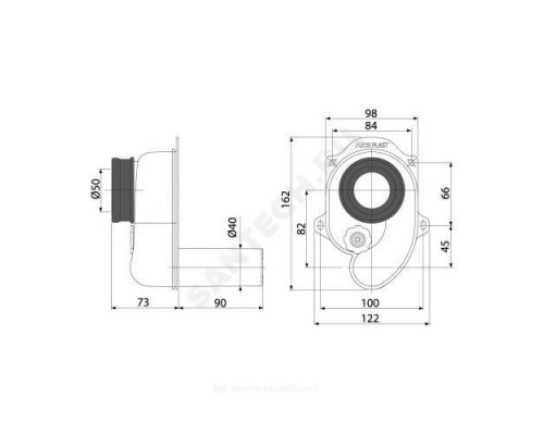 Сифон для писсуара DN 50 с выходом на 40мм горизонтальный выпуск Alca Plast A45B .