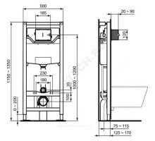 Инсталляция для подвесного унитаза без кнопки смыва PROSYS FRAME 120M Ideal Standard R020467