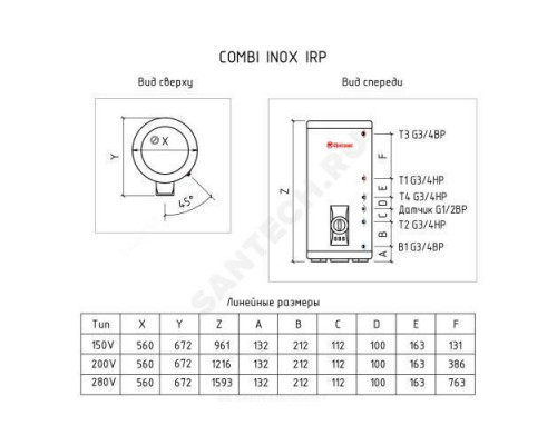 Бойлер комбинированного нагрева 280 л IRP 280 V (combi) THERMEX ЭдЭБ00584