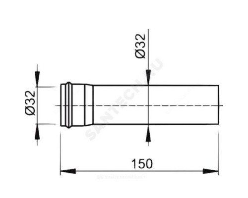 Труба для сифона прямая D=32мм L=150мм Alca Plast A4000
