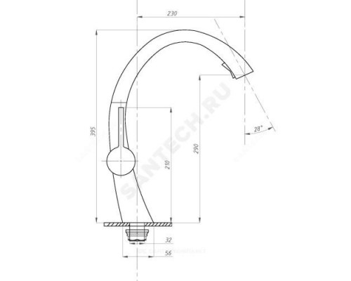 Смеситель для кухонной мойки ручка сбоку одноручный с выдвижным изливом STEEL ПСМ 300-9 Профсан PSM-300-9