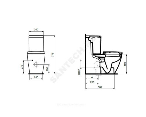 Унитаз без бачка горизонт/выпуск без сиденья CONNECT AquaBlade Ideal Standard E042901