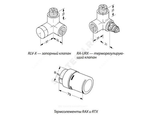 Комплект для бок/п радиатора термостатический RAX/RA-URX/RLV-X жид/нап Ду 15 Ру10 угловой трёхосевой клипс RTR (RA) 8-28oC с преднастройкой хром глянцевый Danfoss 013G4003