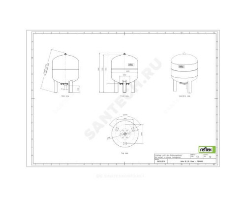 Гидроаккумулятор Refix DE 50 л 10 бар вертикальный Reflex 7306005