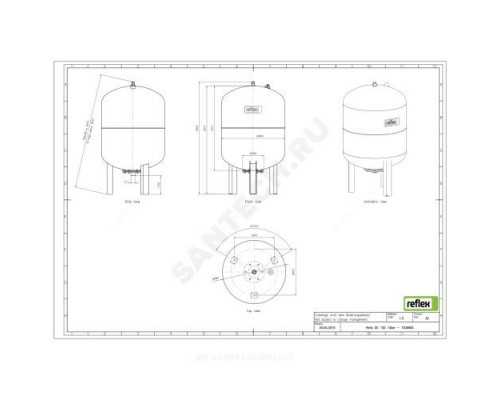 Гидроаккумулятор Refix DE 100 л 10 бар вертикальный Reflex 7306600