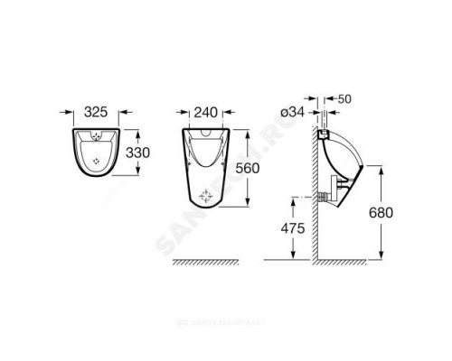 Писсуар настенный Chic в комплекте крепление и сифон Roca 35945L000