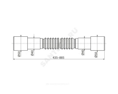 Гофра 50/40x40/50 L=435-885 Alca Plast A720