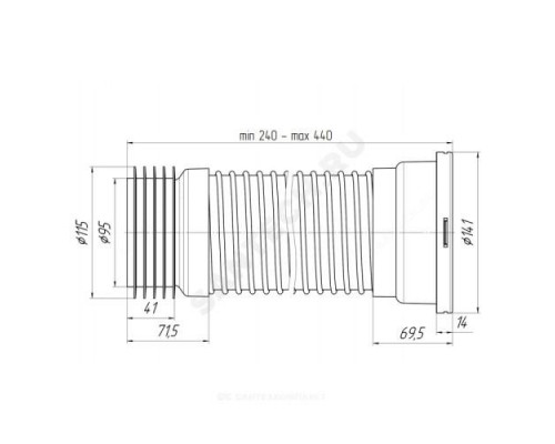 Гофра для унитаза армированная 110мм L=180-440мм для чугунных труб АНИ Пласт K518