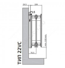 Радиатор стальной панельный Ventil Compact VC тип 22 500х1000 Qну=2215 Вт ниж/п в комплекте кронштейн. встроенный вентиль RAL 9016 (белый) Heaton Plus
