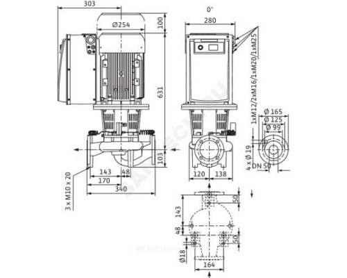 Насос ин-лайн с сухим ротором IL-E 50/170-7,5/2 PN16 3х400В/50 Гц с датчиком перепада давления Wilo 2159317