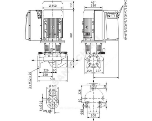 Насос ин-лайн с сухим ротором IL-E 100/160-18,5/2 PN16 3х400В/50 Гц с датчиком перепада давления Wilo 2153681