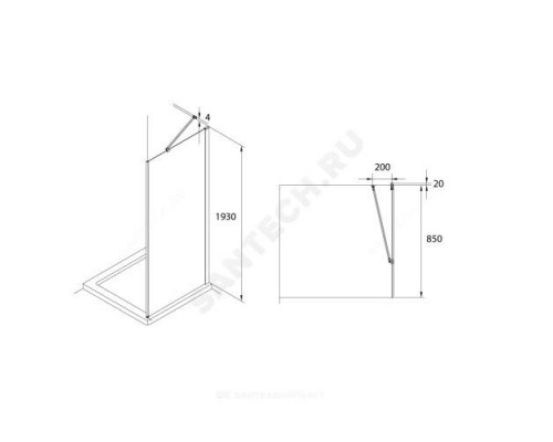 Стенка душевая Capital 900х1950мм прозрачное стекло профиль хром Roca M4409012M