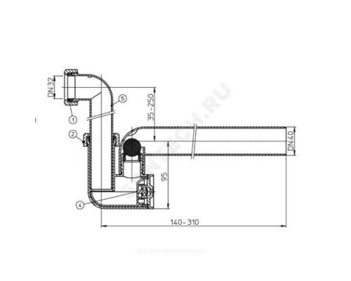 Сифон для кондиционеров трубный DN40 с обратным клапаном Alca Plast AKS2