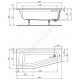 Ванна акриловая HOTLINE SpaceSaver 160х70см без ножек правосторонняя Ideal Standard K276301