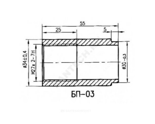Бобышка сталь оц БП-03 для термометра вварная М27х2 L=55мм ВР Багория