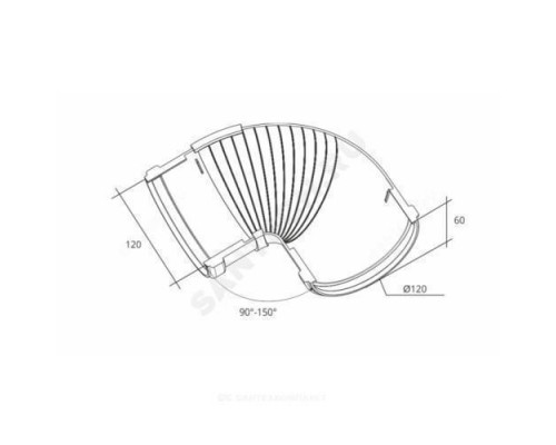 Угол желоба составной ПВХ Дн 120 90-150гр графит Grand line 254876