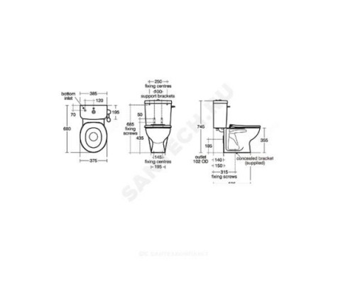 Унитаз без бачка для детей горизонт/выпуск без сиденья CONTOUR 21 Ideal Standard S304701