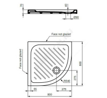 Поддон душевой керамический полукруг Fresh 800х800х70 рифленый белый Vidima W833461