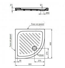 Поддон душевой керамический полукруг Fresh 800х800х70 рифленый белый Vidima W833461