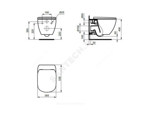 Унитаз подвесной горизонт/выпуск без сиденья чёрный TESI AquaBlade Ideal Standard T0079V3