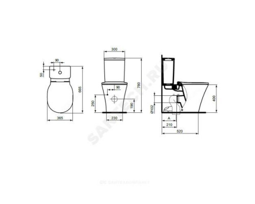 Бачок для унитаза нижний подвод 2/реж CONNECT AIR Cube Ideal Standard E073401