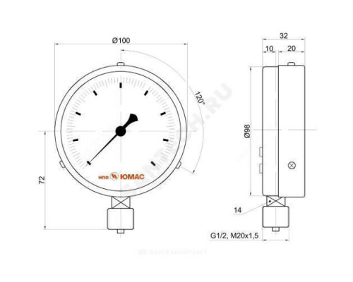 Манометр МП100 радиальный Дк100мм 0-4 МПа кл.1,5 G1/2