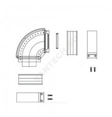 Отвод коаксиальный алюминий 60/100 мм 90 гр для котлов Ягуар/Рысь Protherm 3003200383