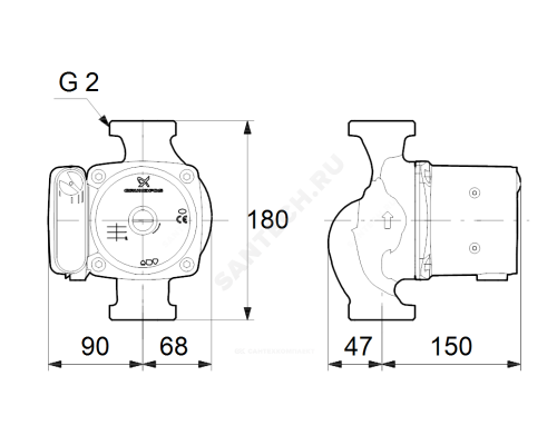 Насос циркуляционный с мокрым ротором UPS 32-100 PN10 1х230В/50 Гц Grundfos 95906500