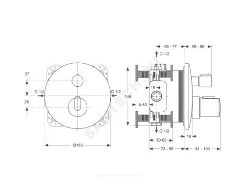 Смеситель для ванны с душем термостат Ceratherm Ideal Standard BD006XC .