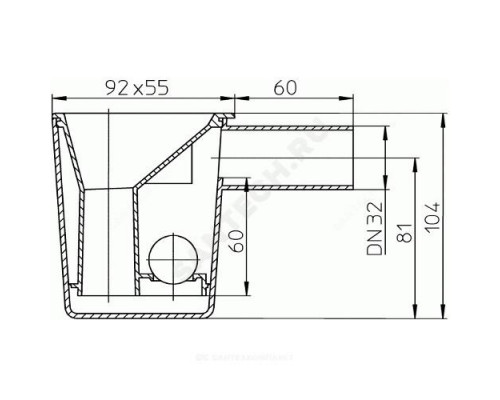 Воронка для отвода конденсата с гидрозатвором 32мм D=92х55мм капельная горизонтальный выпуск HL HL21