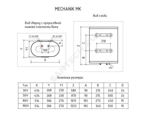 Водонагреватель электрический накопительный 50 л 2 кВт MK 50 V THERMEX ЭдЭ001693