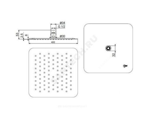 Душ верхний 400х400мм IDEALRAIN LUXE Ideal Standard B0389MY