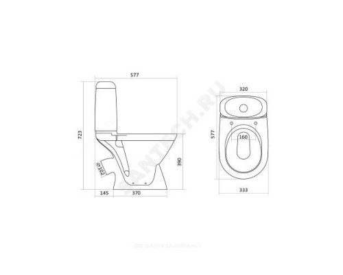 Унитаз-компакт нижний подвод 1/реж полипропилен Римини Santek 1.WH11.1.758