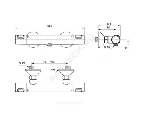 Смеситель для душа термостат Ceratherm 25 Ideal Standard A7201AA .