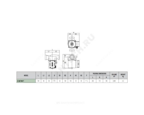 Насос циркуляционный с мокрым ротором A 50/180 XM PN10 1х230В/50Гц DAB 505802041