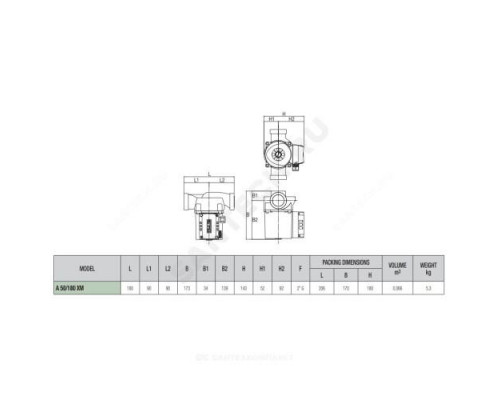 Насос циркуляционный с мокрым ротором A 50/180 XM PN10 1х230В/50Гц DAB 505802041