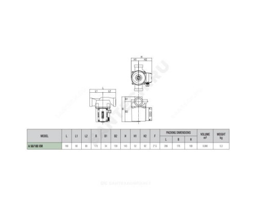 Насос циркуляционный с мокрым ротором A 56/180 XM PN10 1х230В/50Гц DAB 505804041