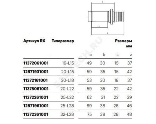 Муфта для PE-X труб аксиальная бронза Дн 20х15 под пайку RAUTITAN RX Rehau 12871931001