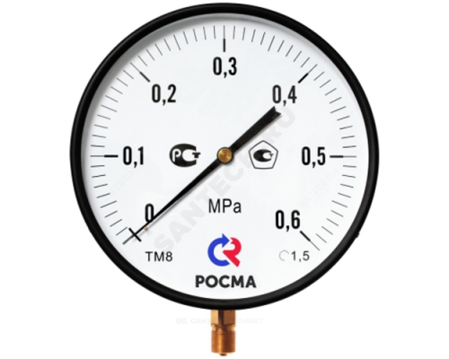 Манометр ТМ-810Р.00 радиальный Дк250мм 0-1,6 МПа кл.1,5 М20х1,5 Росма 00000009032