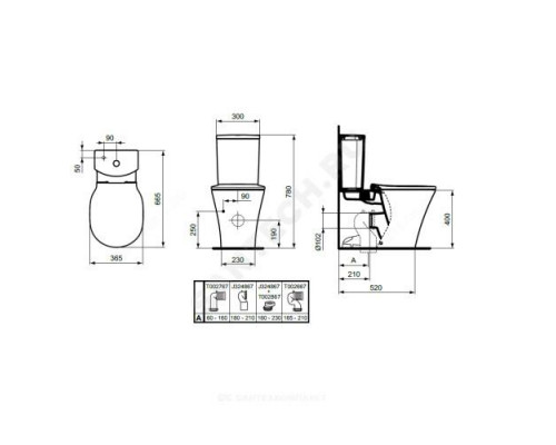 Унитаз без бачка горизонт/выпуск без сиденья CONNECT AIR AquaBlade Ideal Standard E013701