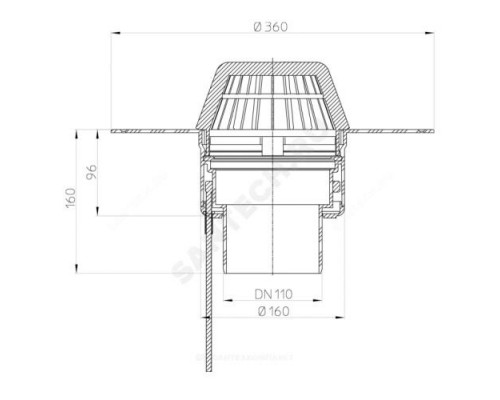 Воронка кровельная HL62.1P с вертикальным выпуском PP Дн 110 с листвоуловителем, электрообогревом, теплоизоляцией HL HL62.1P/1