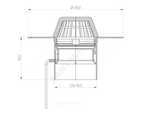 Воронка кровельная HL62.1P с вертикальным выпуском PP Дн 160 с листвоуловителем, электрообогревом, теплоизоляцией HL HL62.1P/5